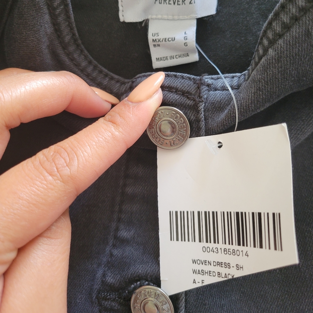 F21 Black Denim Dress sz L - Picture 7 of 7